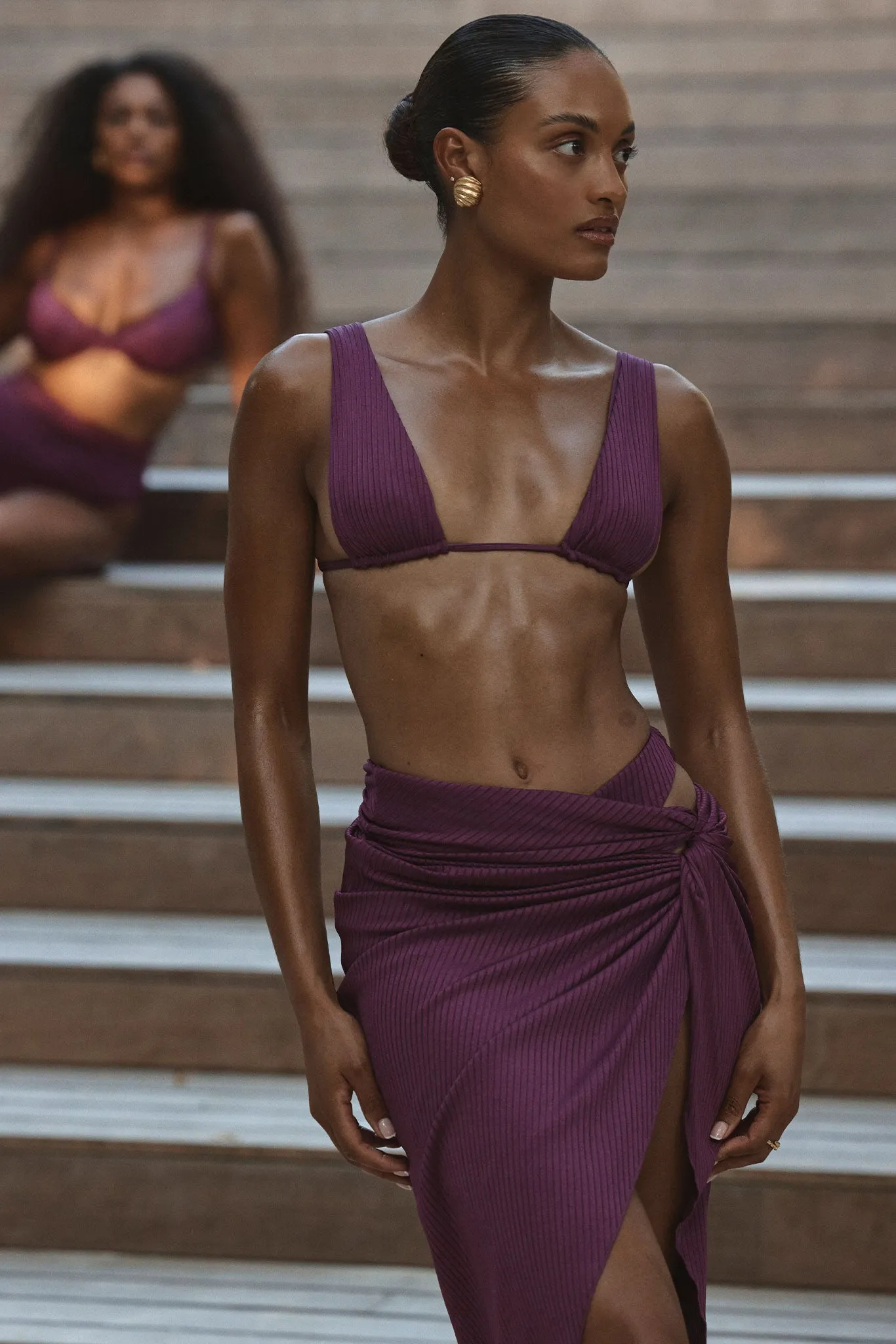 Andros Sarong - Eggplant Wide Rib Monday Swimwear