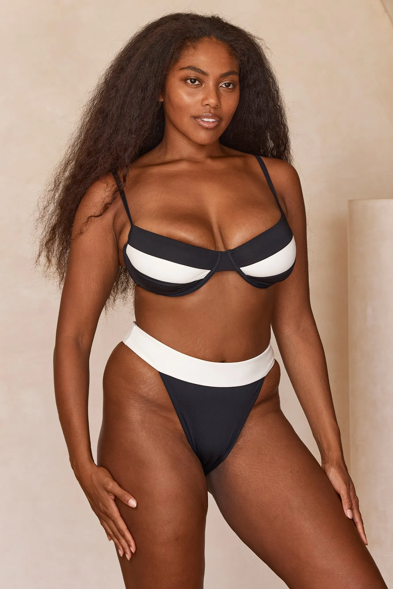 Argentina Bottom - Black/Ivory Monday Swimwear