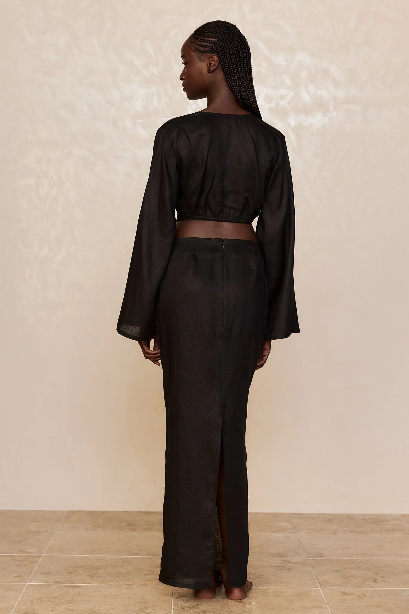 Azores Top - Black Linen Monday Swimwear