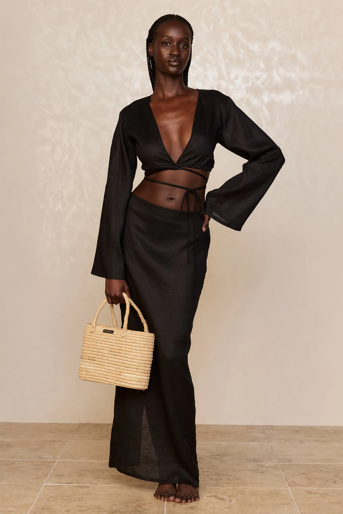 Azores Top - Black Linen Monday Swimwear