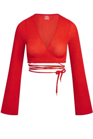 Azores Top - Chili Pepper Crinkle Monday Swimwear
