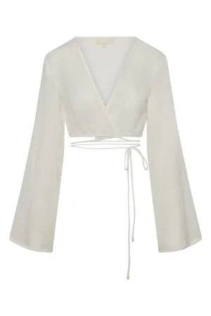 Azores Top - Ivory Crinkle Linen Monday Swimwear