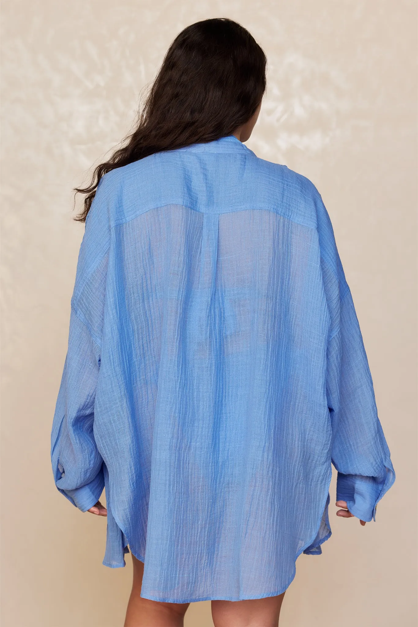 Barcelona Tunic - Azure Crinkle Linen Monday Swimwear