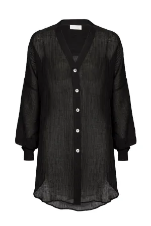 Barcelona Tunic - Black Crinkle Linen Monday Swimwear