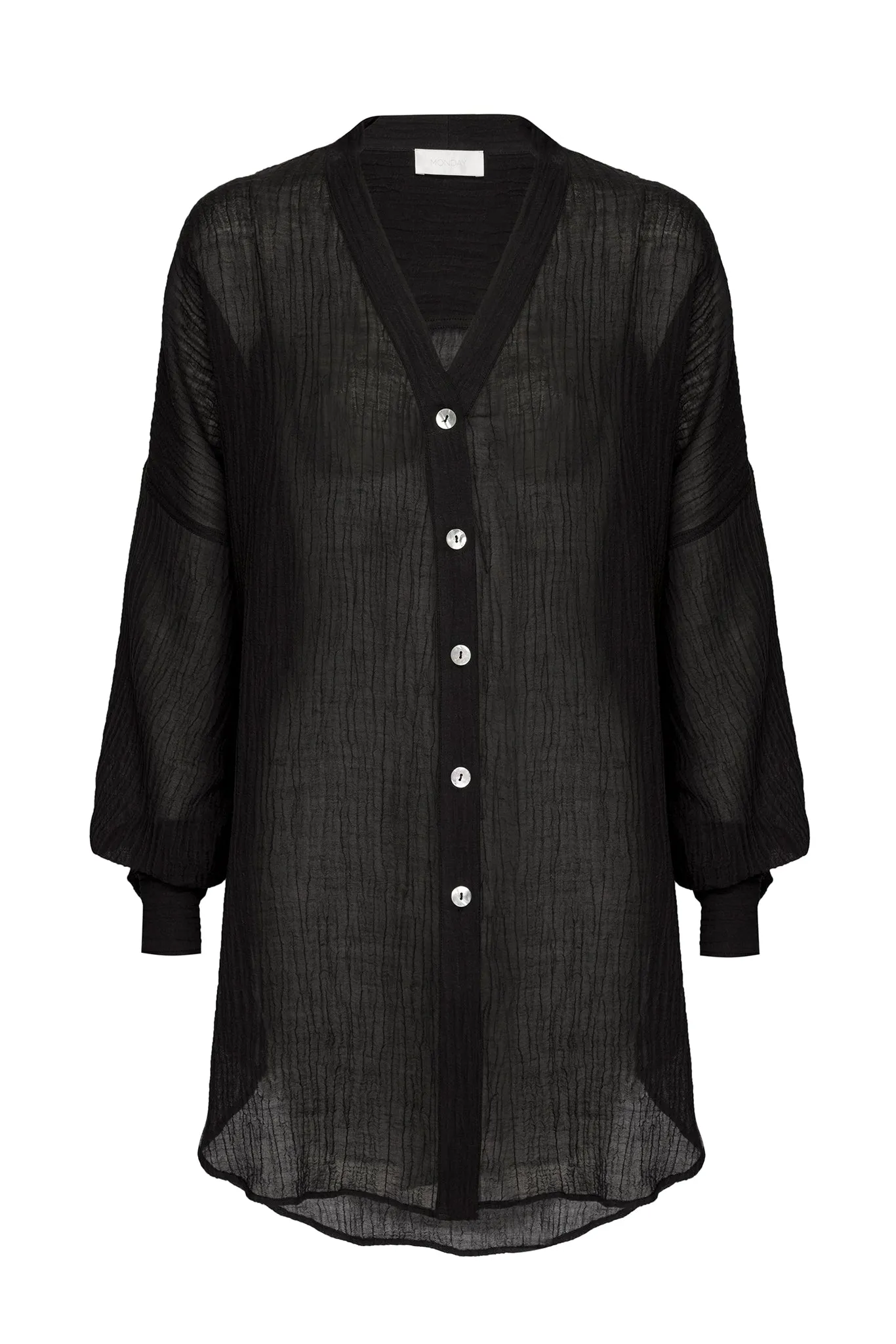 Barcelona Tunic - Black Crinkle Linen Monday Swimwear