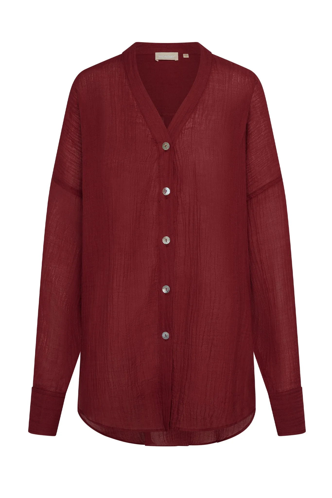 Barcelona Tunic - Burgundy Crinkle Linen Monday Swimwear