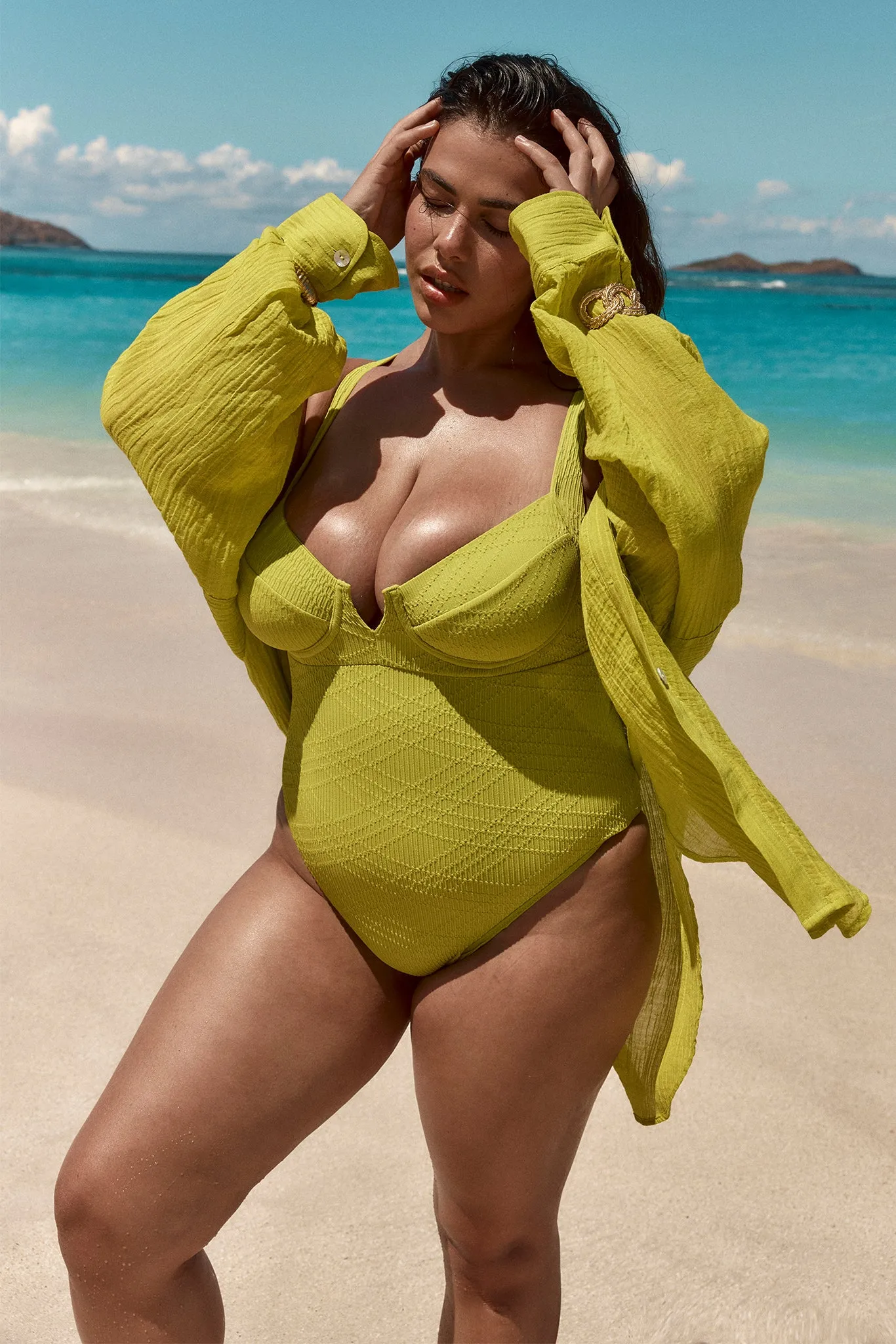 Barcelona Tunic - Chartreuse Crinkle Linen Monday Swimwear