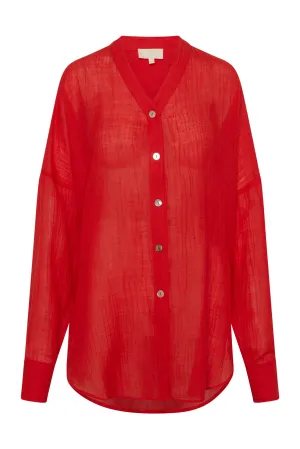 Barcelona Tunic - Chili Pepper Crinkle Linen Monday Swimwear