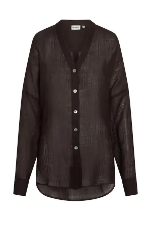 Barcelona Tunic - Espresso Crinkle Linen Monday Swimwear