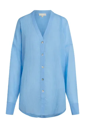 Barcelona Tunic - Ibiza Blue Crinkle Linen Monday Swimwear