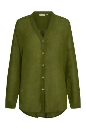 Barcelona Tunic - Olive Crinkle Linen Monday Swimwear