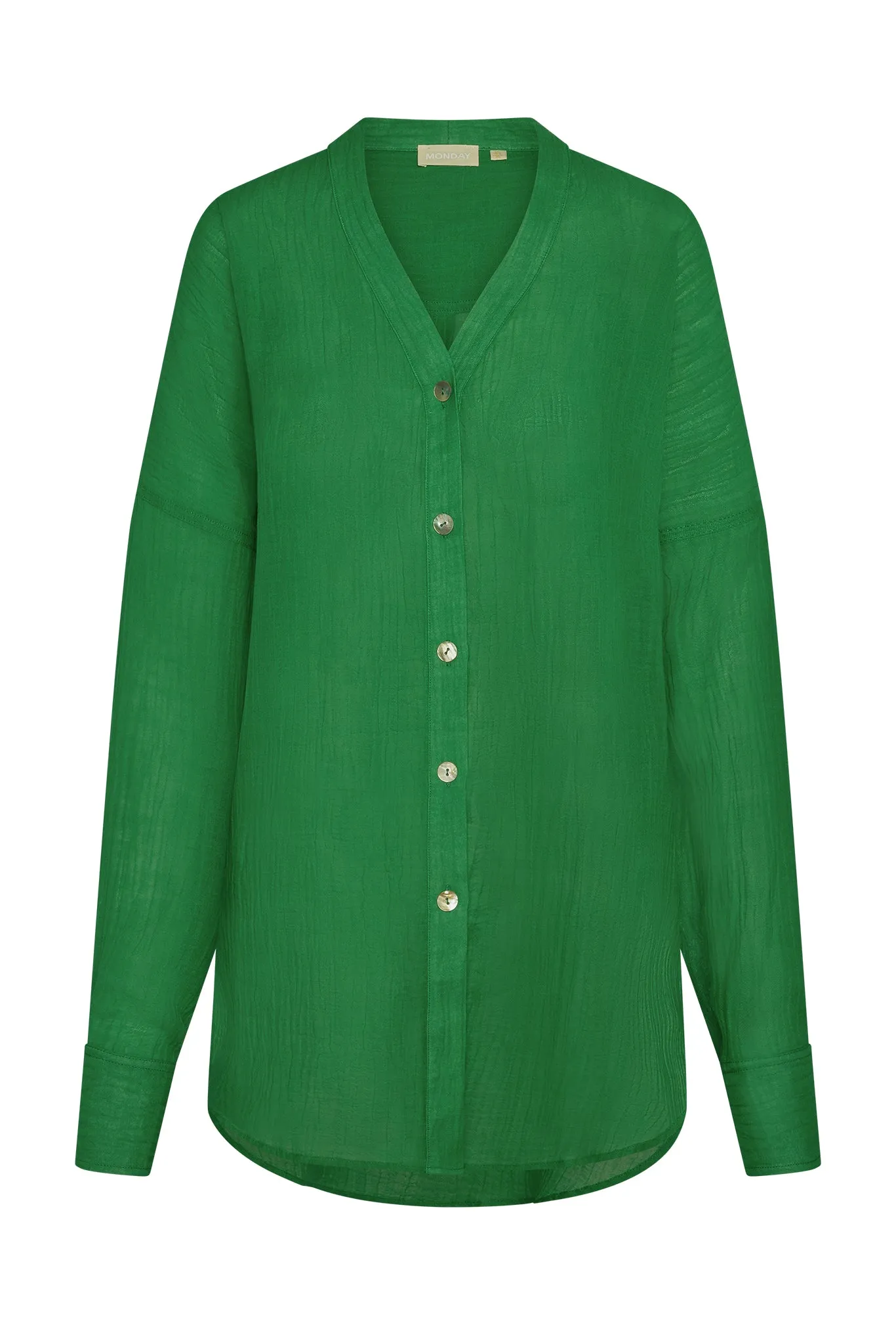 Barcelona Tunic - Palm Green Crinkle Linen Monday Swimwear