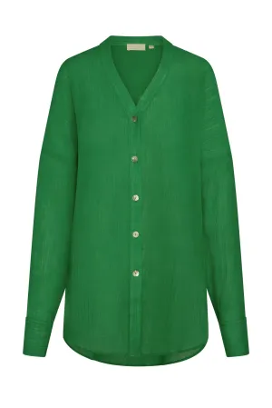Barcelona Tunic - Palm Green Crinkle Linen Monday Swimwear