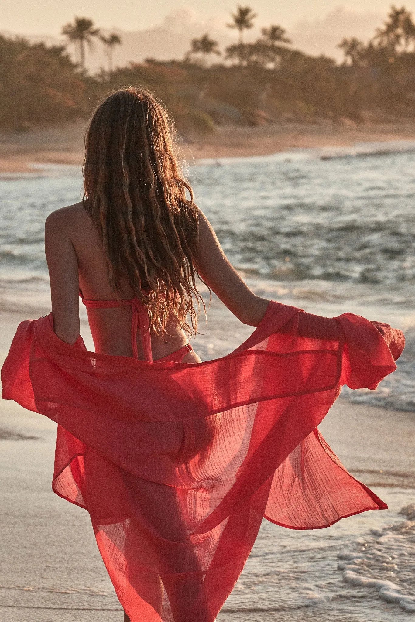Barcelona Tunic - Strawberry Crinkle Linen Monday Swimwear