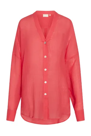 Barcelona Tunic - Strawberry Crinkle Linen Monday Swimwear