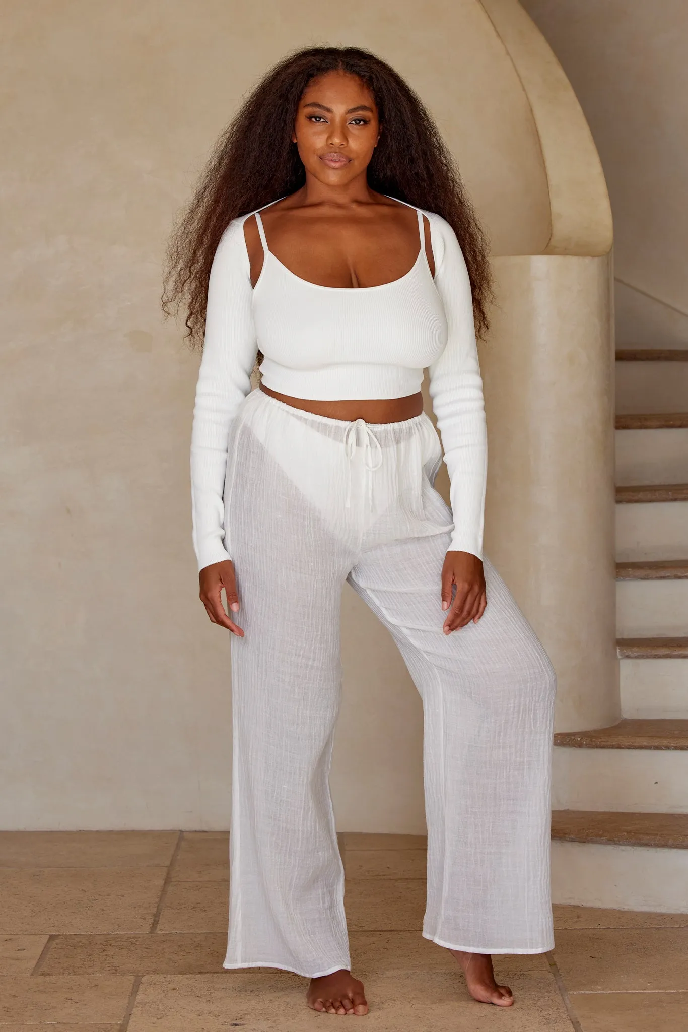 Beverly Hills Knitwear Top - White Rib Monday Swimwear