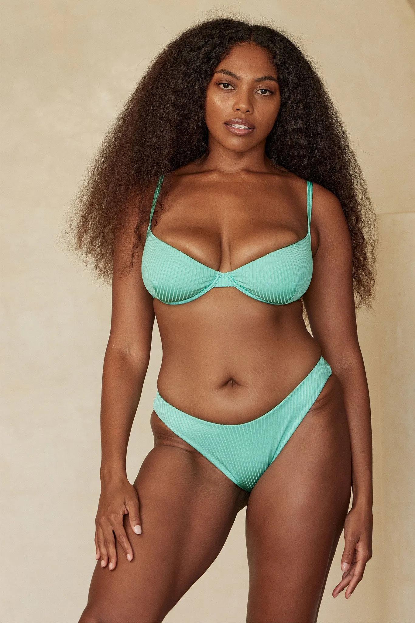 Byron Bottom - Turquoise Wide Rib Monday Swimwear