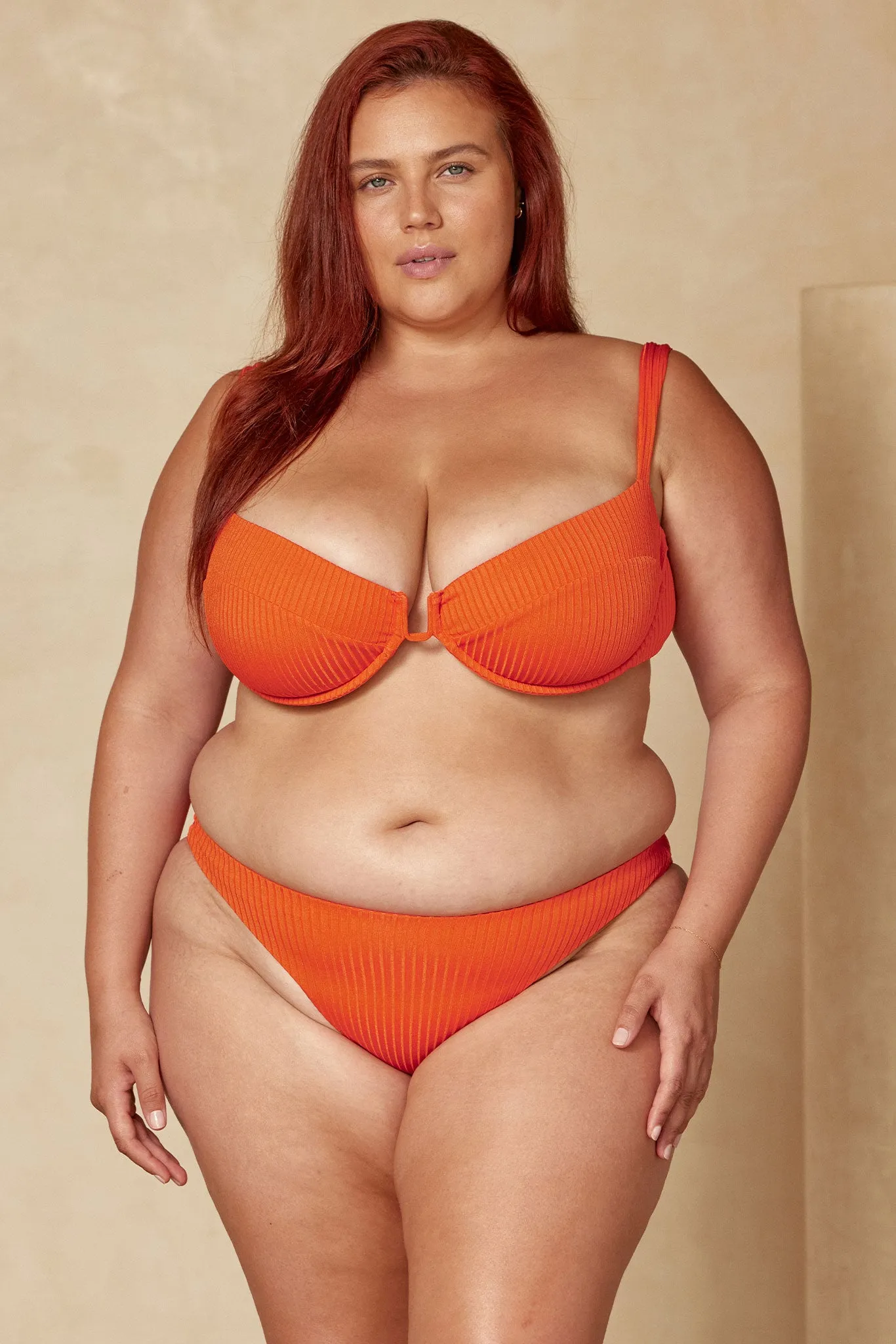 Cala Roja Top - Papaya Wide Rib Monday Swimwear