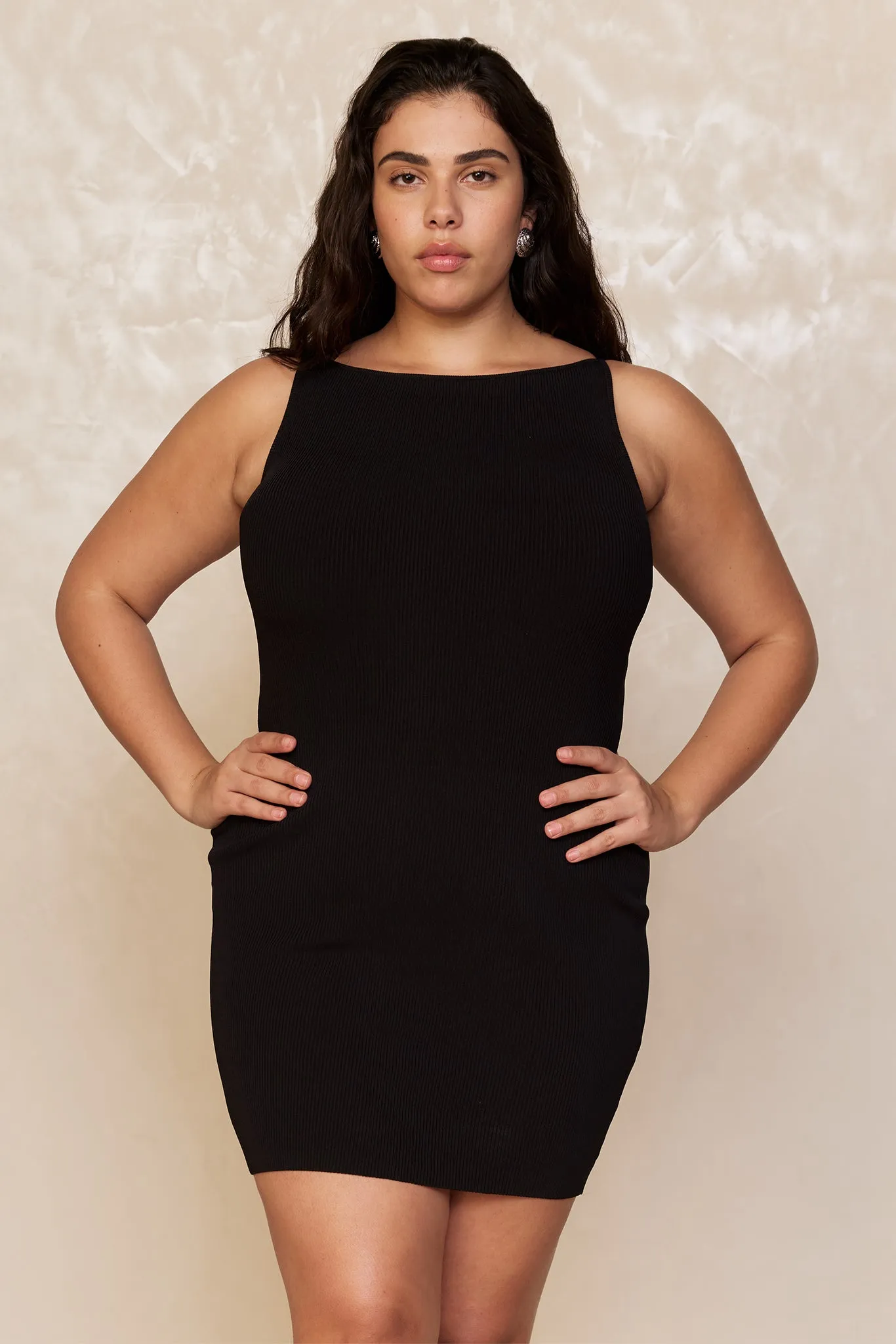 Camerelle Dress - Black Knit Rib Monday Swimwear