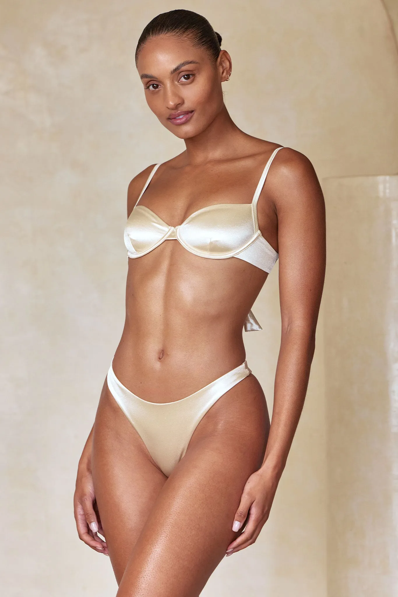 Capri Top - Champagne Shiny Jersey Monday Swimwear