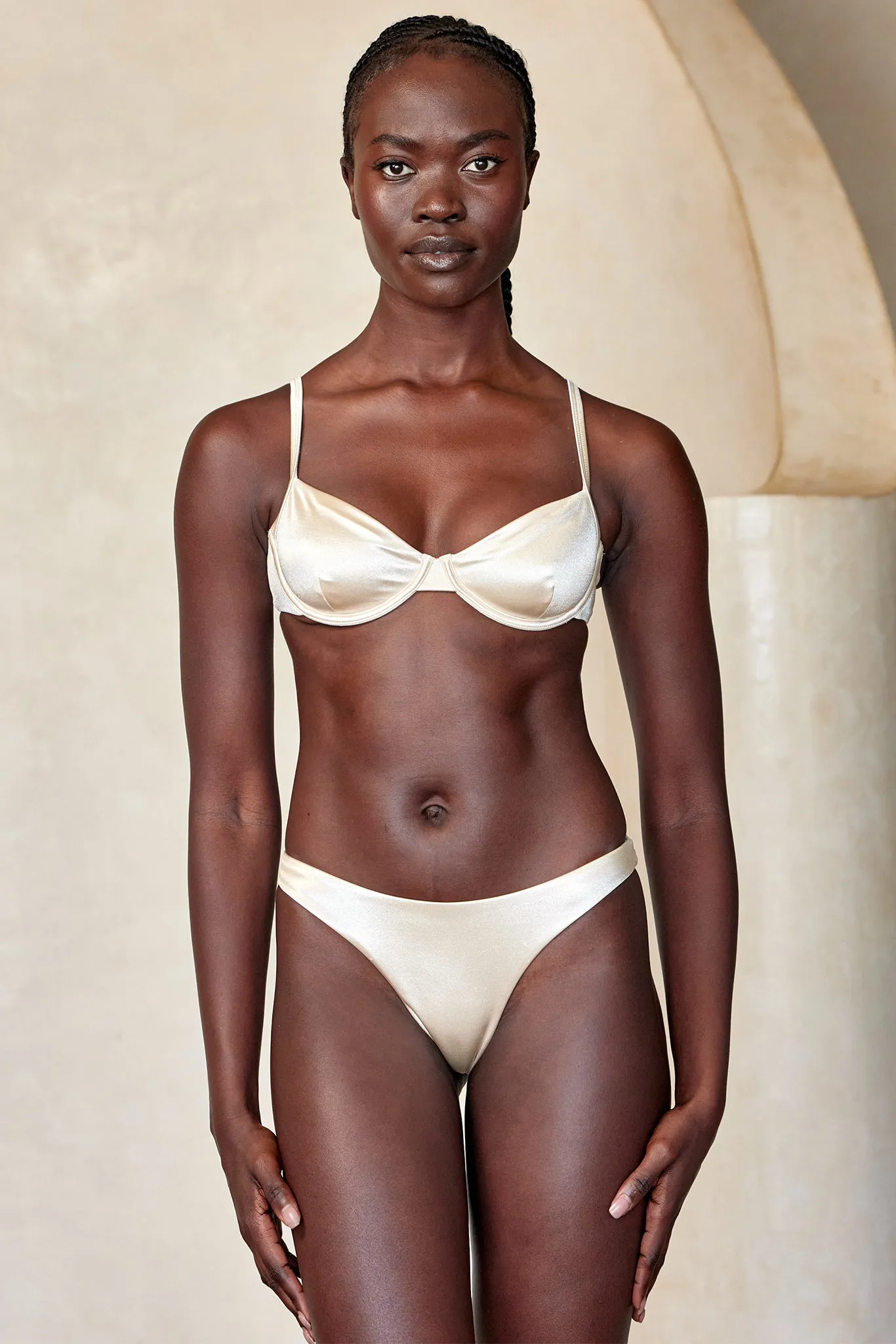 Capri Top - Champagne Shiny Jersey Monday Swimwear