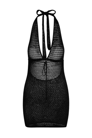 Catania Mini Dress - Black Lace Crochet Monday Swimwear