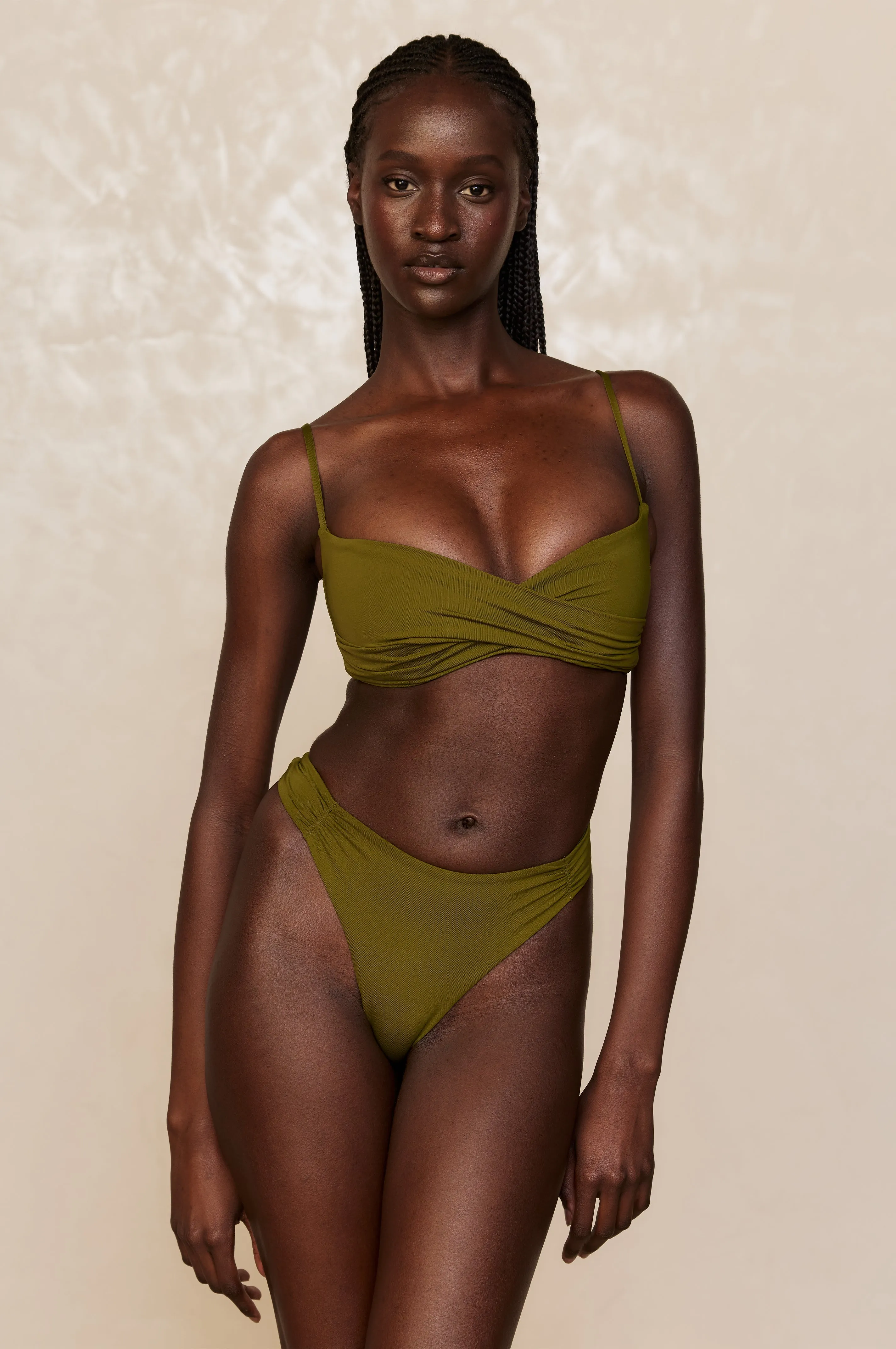 Clovelly High Leg Bottom - Olive Monday Swimwear
