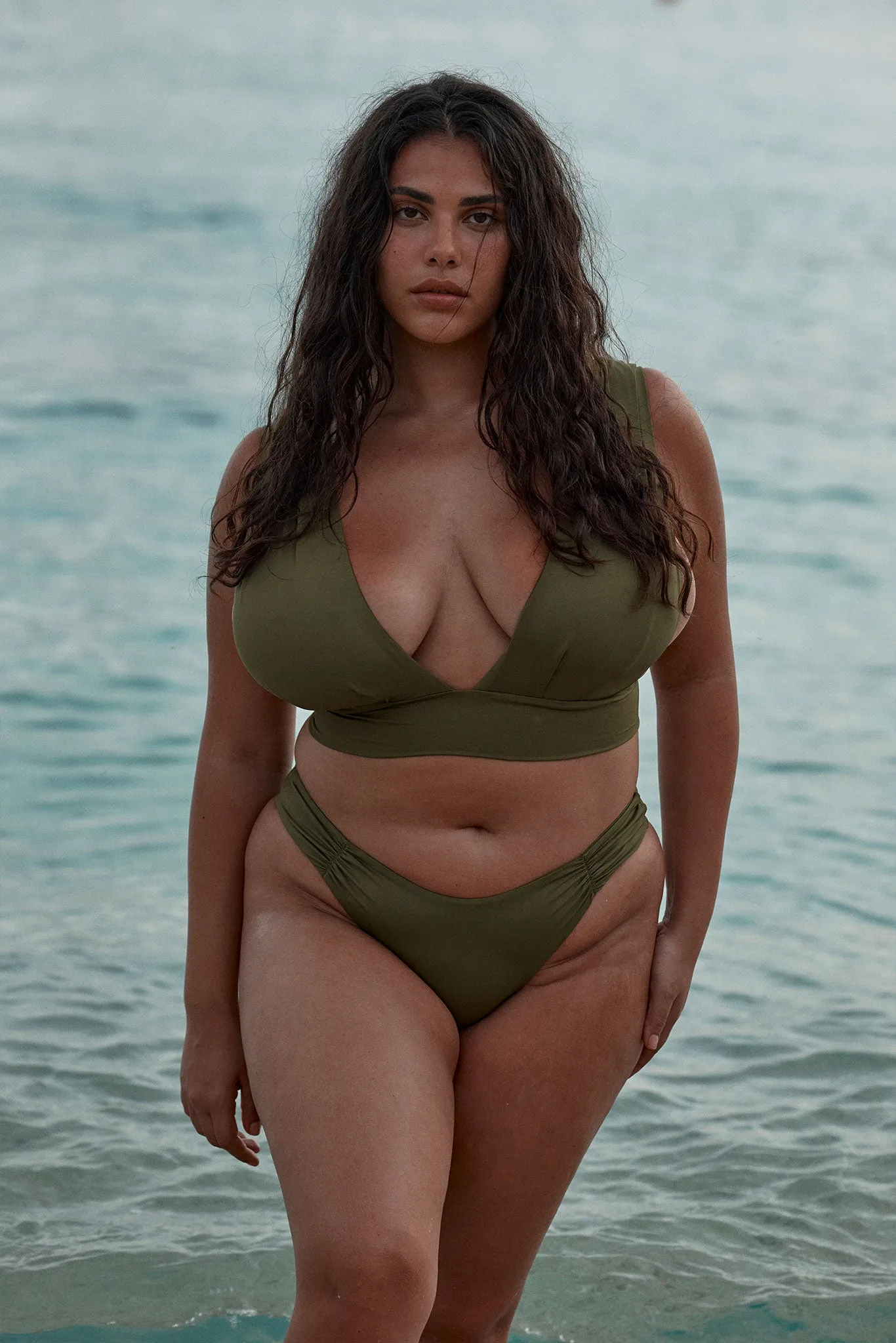 Clovelly High Leg Bottom - Olive Monday Swimwear
