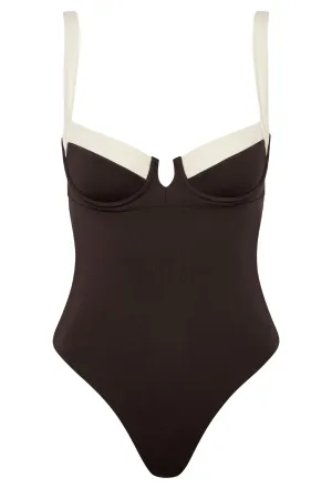 Clovelly One Piece - Espresso/Ivory Monday Swimwear