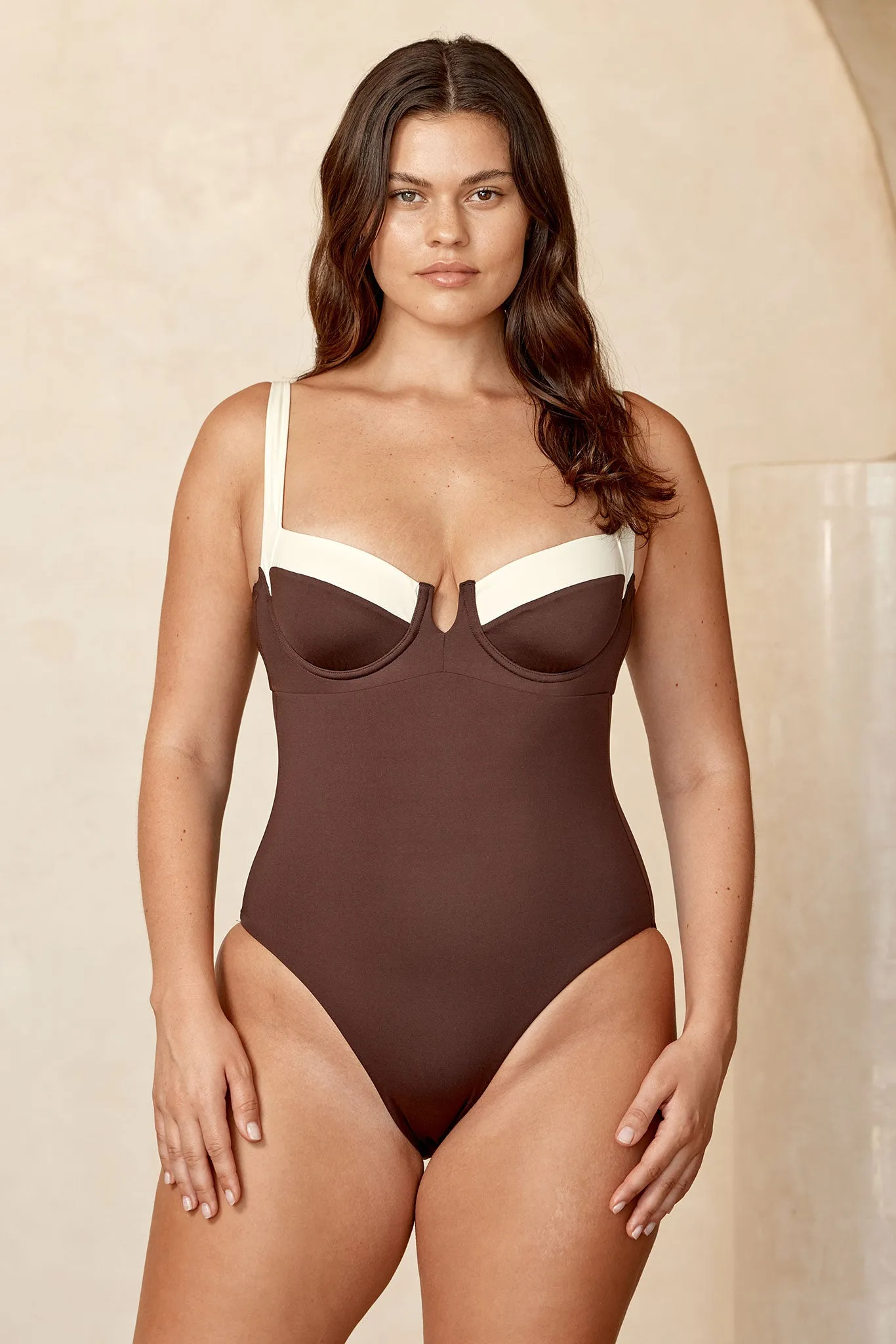 Clovelly One Piece - Espresso/Ivory Monday Swimwear