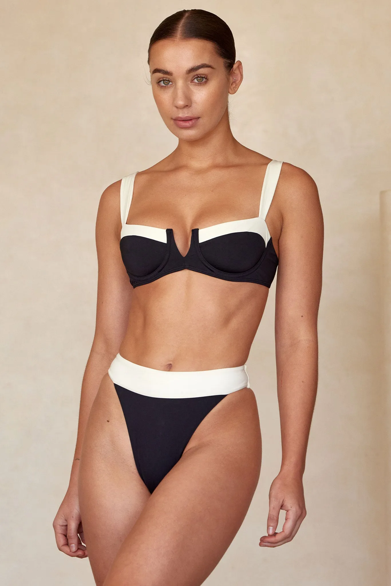 Clovelly Top - Black/Ivory Monday Swimwear
