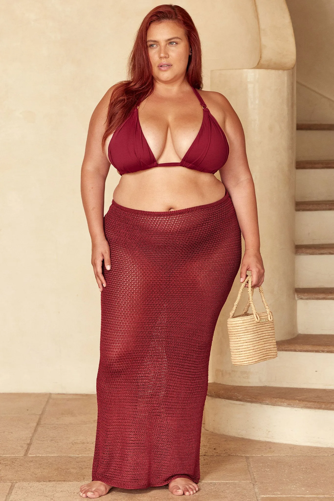 Fontelina Skirt - Burgundy Treble Knit Monday Swimwear