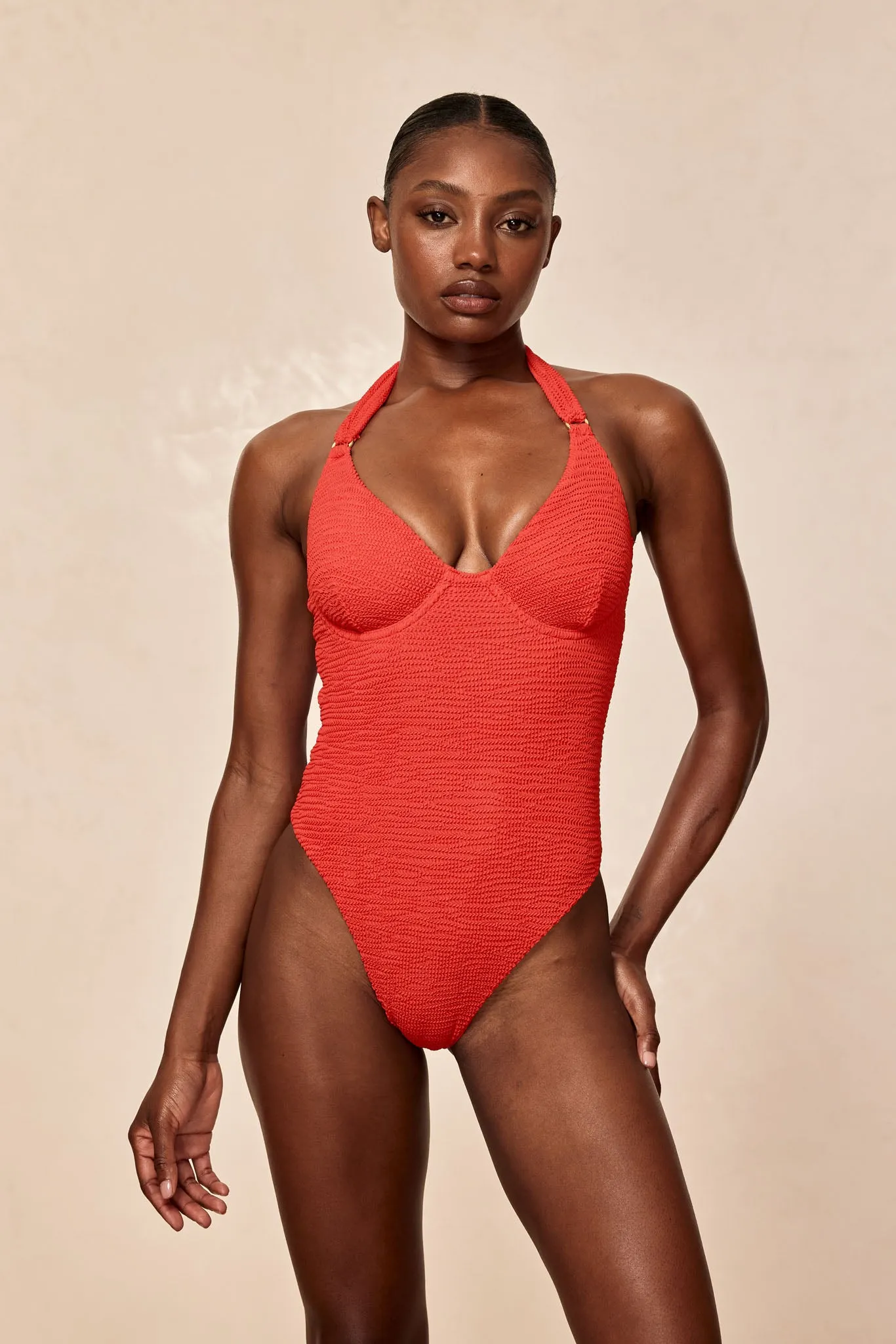 Honolulu One Piece - Chili Pepper Crinkle Monday Swimwear
