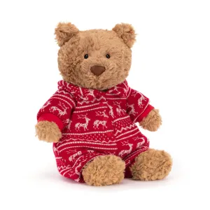 Jellycat Bartholomew Bear in Winter Pajamas