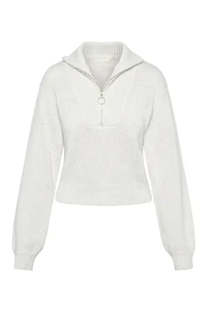 Lisbon Quarter Zip Sweater - White Monday Swimwear