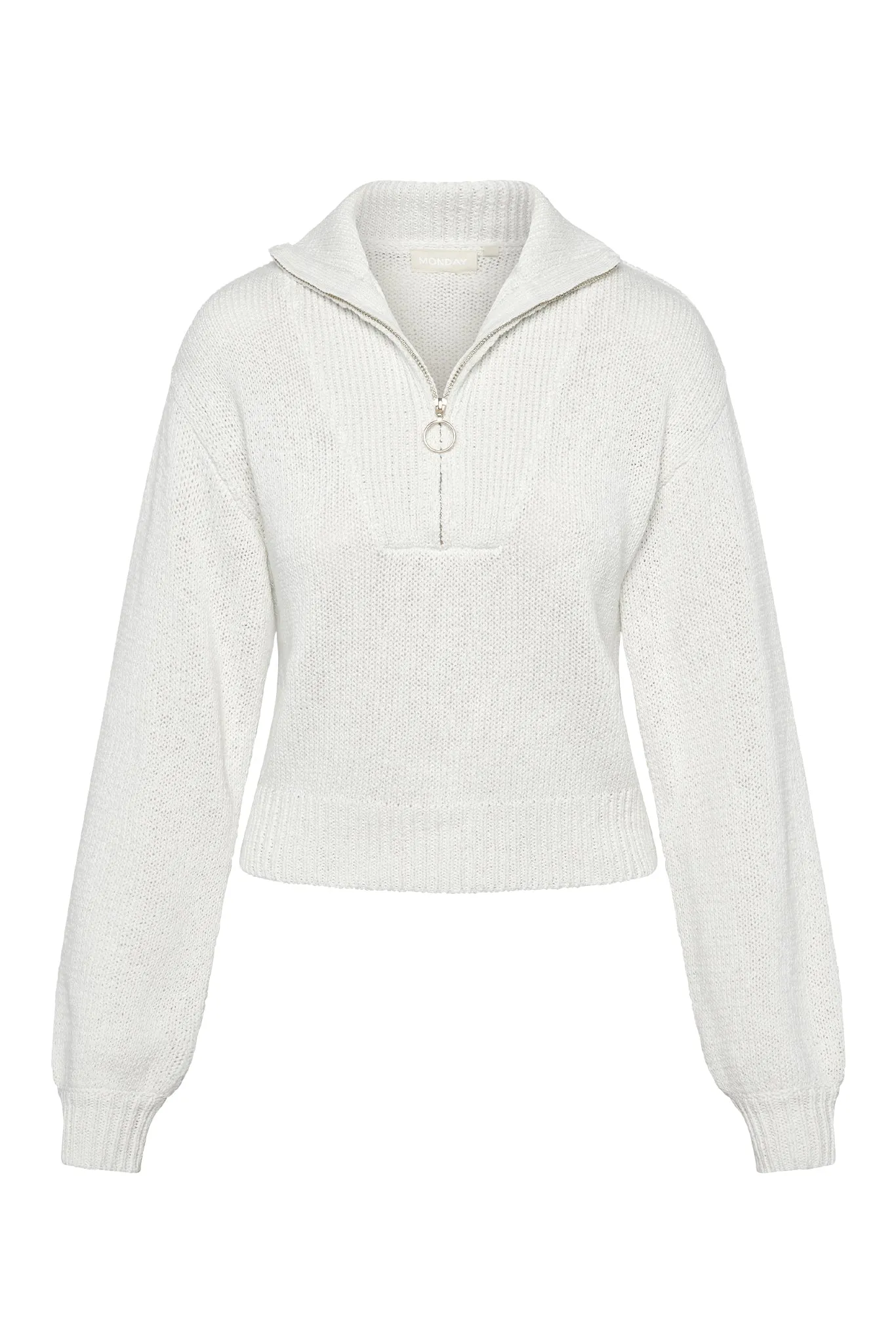 Lisbon Quarter Zip Sweater - White Monday Swimwear