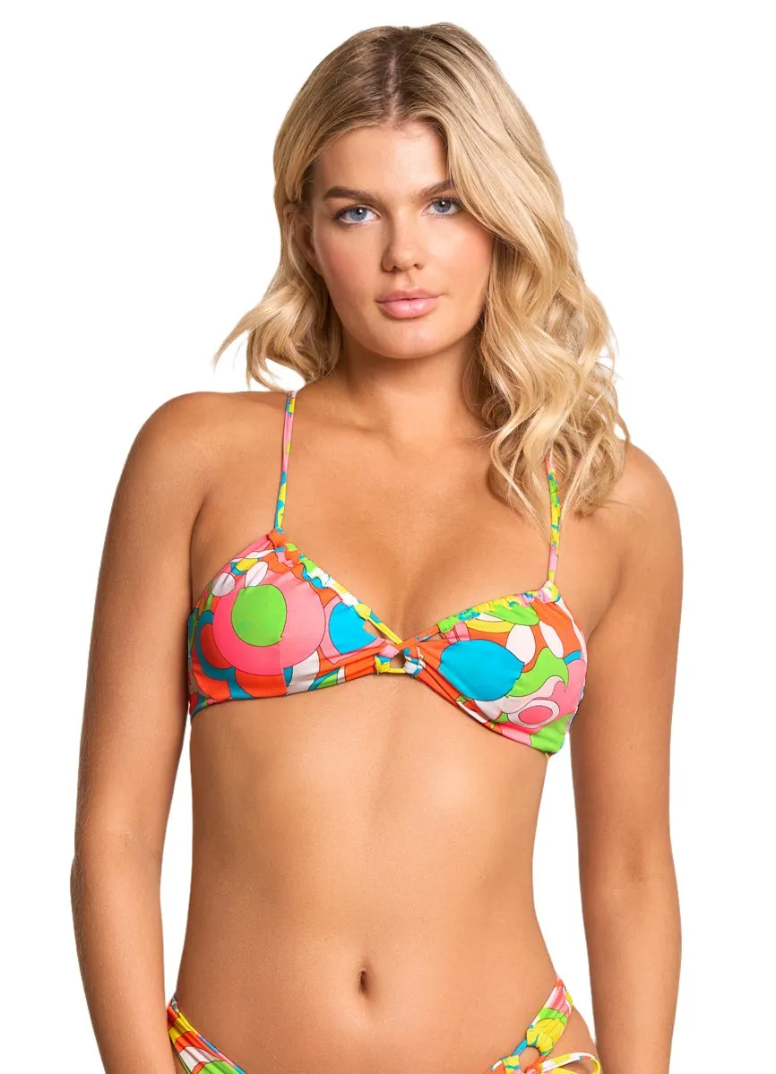 Maaji 90S Floral Kelly Loop Front Triangle Bikini Top Maaji