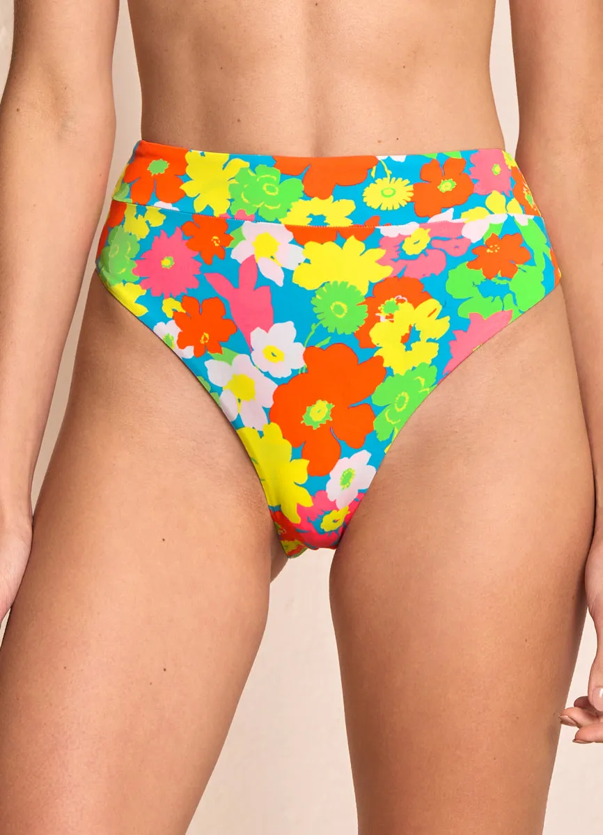 Maaji 90S Floral Suzy Q High Rise/High Leg Bikini Bottom Maaji