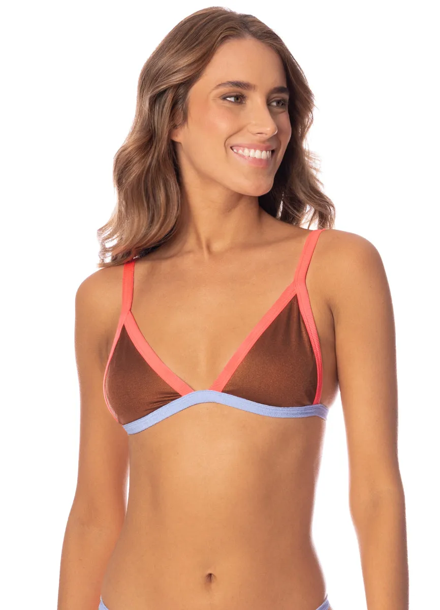 Maaji Amber Brown Rewind Fixed Triangle Bikini Top Maaji