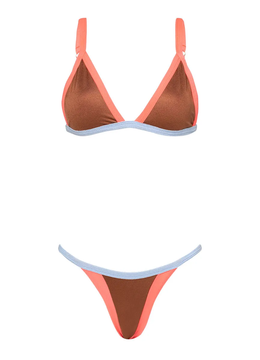 Maaji Amber Brown Rewind Fixed Triangle Bikini Top Maaji