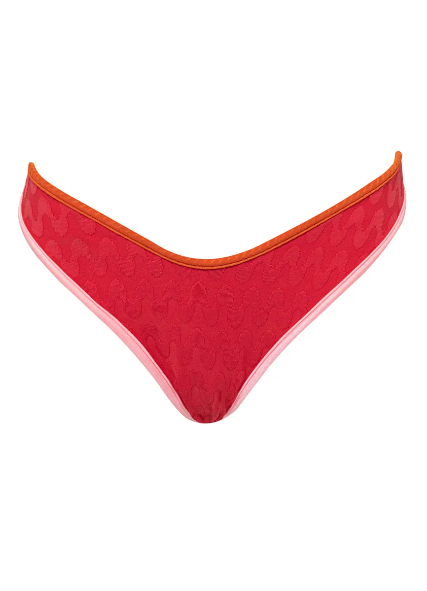 Maaji Apple Red Splendour Regular Rise Thin Side Bikini Bottom Maaji