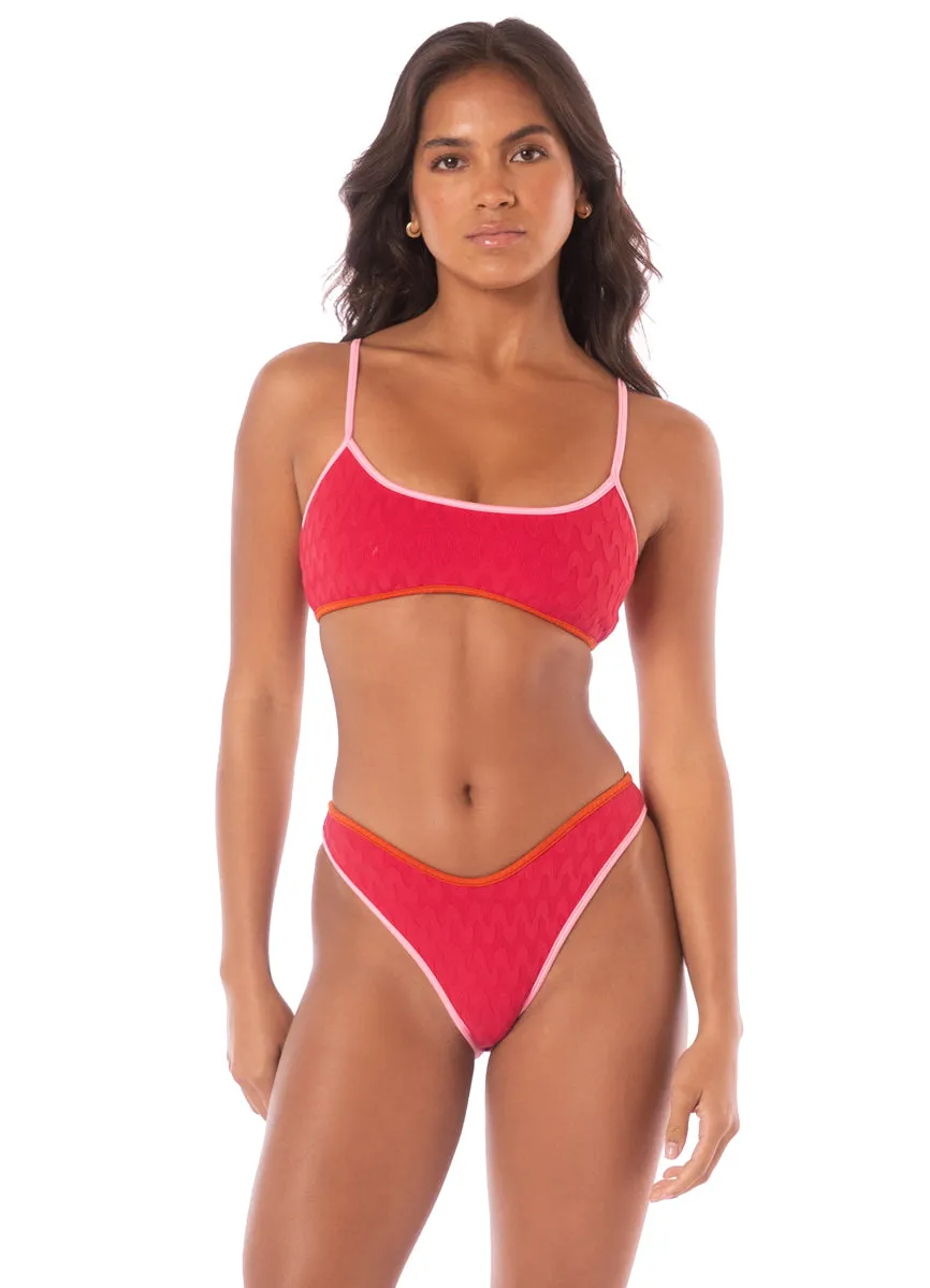 Maaji Apple Red Splendour Regular Rise Thin Side Bikini Bottom Maaji
