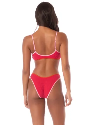Maaji Apple Red Splendour Regular Rise Thin Side Bikini Bottom Maaji