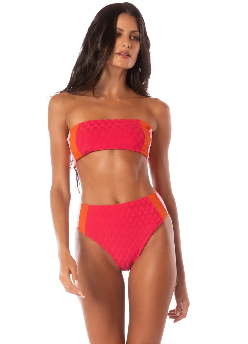 Maaji Apple Red Wanderer High Rise Classic Bikini Bottom Maaji