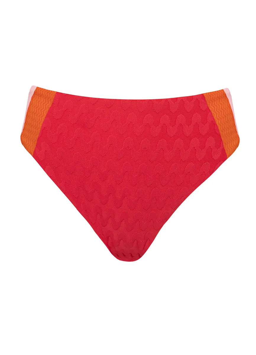 Maaji Apple Red Wanderer High Rise Classic Bikini Bottom Maaji