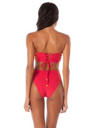 Maaji Apple Red Wanderer High Rise Classic Bikini Bottom Maaji