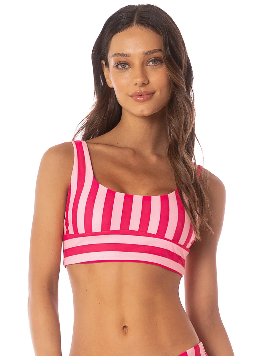 Maaji Apple Stripes Donna  Long Line Bralette Bikini Top Maaji