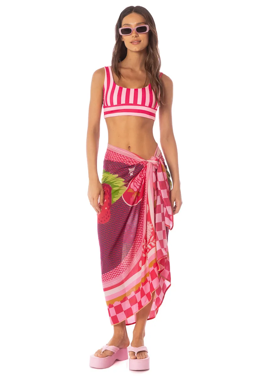 Maaji Apple Stripes Donna  Long Line Bralette Bikini Top Maaji