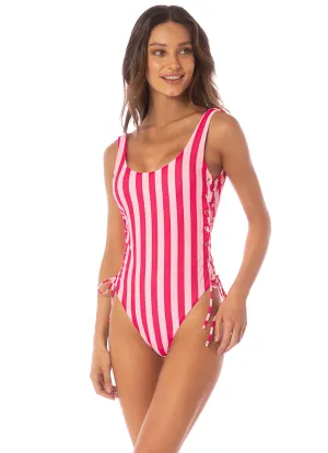 Maaji Apple Stripes Grape  Cut Out One Piece Maaji