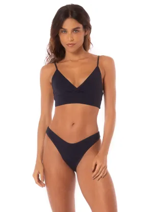 Maaji Blue Deep Criss Cross Triangle Long Line Bikini Top Maaji